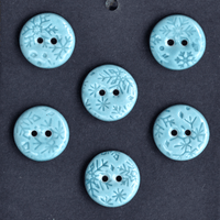 6 pcs. 17mm porcelain buttons snowflakes