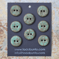 8 pcs 18 mm ceramic buttons copper patina