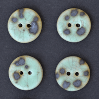 6 pcs. 18mm ceramic buttons moonscape/craquelé green