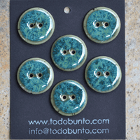 6 pcs 23 mm ceramic buttons blue/green