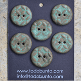 6 pcs 23 mm ceramic buttons copper patina