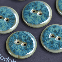 6 pcs 23 mm ceramic buttons blue/green