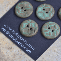 6 pcs 23 mm ceramic buttons copper patina