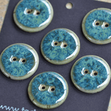 6 pcs 23 mm ceramic buttons blue/green