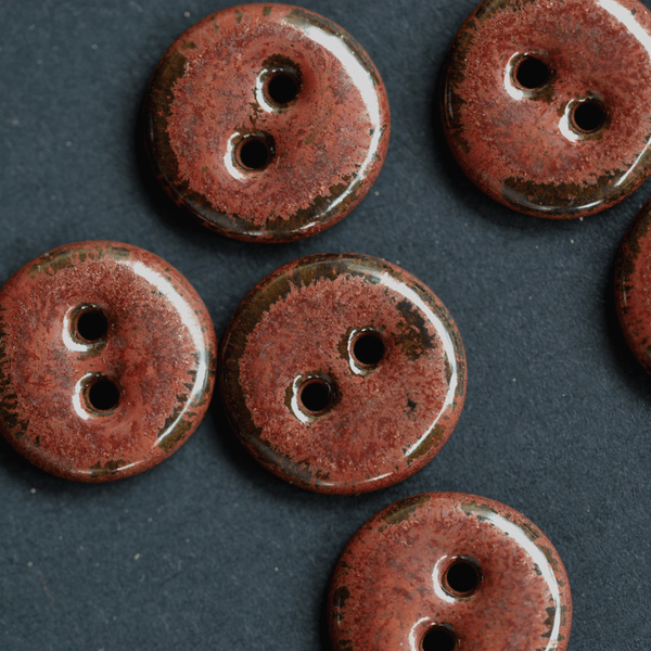 9 pcs. 15-16mm ceramic buttons ancient copper