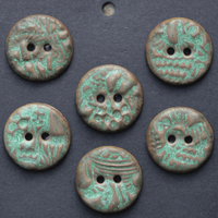 6 pcs 20 mm ceramic buttons copper patina