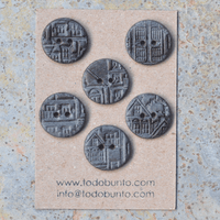 6 pcs. 23mm ceramic buttons architecture