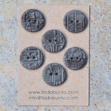 6 pcs. 23mm ceramic buttons architecture