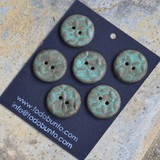 6 pcs 23 mm ceramic buttons copper patina