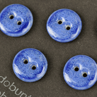 6 pcs. 15mm porcelain buttons saphire blue