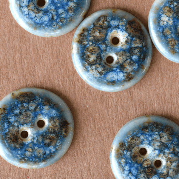 6pcs 22-23mm porcelain buttons sea